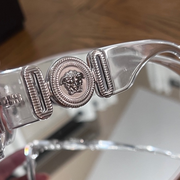 Versace Transparent Women's Sunglasses with Silver Medusa Medallions